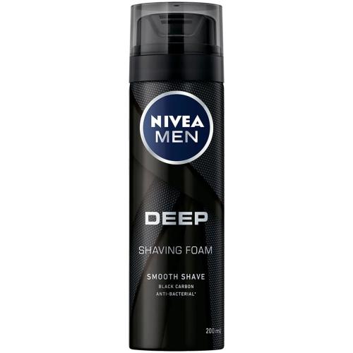 Nivea Men Deep Shaving Foam Black Carbon Προστατευτικός Αφρός Ξυρίσματος με Άνθρακα, Κατά των Βακτηρίων 200ml
